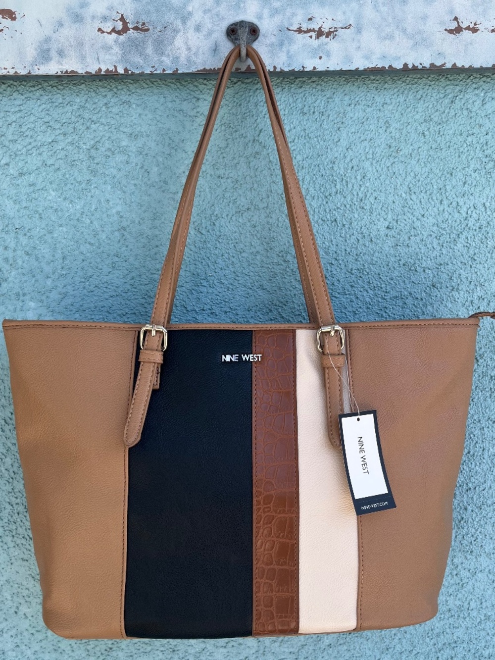 Nine West Tan, Black, Brown & Cream Multi Tone Tote Bag  NWT